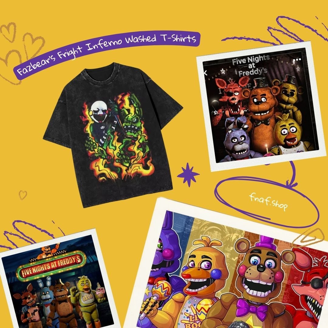 Fazbear's Fright Inferno PTTT2606 Washed Five Nights at Freddy's T-Shirts